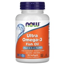 NOW Foods 울트라 오메가3 EPA 500/DHA 250 장용성 소프트젤 90정, 180 개