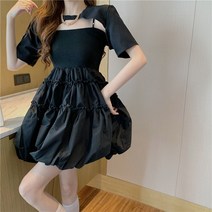 망홍거리 투피스 하복고 허리 밈 민소매 원피스 반팔 플라워 블라우스 원피스 라운드 플리츠 상하의 자켓