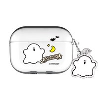 유령 굿나잇 에어팟프로 에어팟프로2 클리어 케이스+키링 세트, 화이트고스트, AirPods Pro