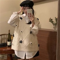 퍼자켓 퍼 퍼조끼 스쿨 브이넥 빈티지 베스트 나시 니트 스웨터 겉옷 코디 셔츠 투피스 여고급감