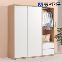 동서가구 소이 1800 슬라이딩 옷장+서랍행거장 YUR082, 메이플화이트