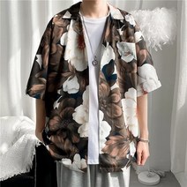 화이트 플라워 캐주얼 루즈핏 여름 반팔 셔츠 OOTD 휴가룩 비치룩 기온별옷차림 꽃남방