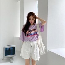 바보사랑 여자 캐주얼 밴딩 데일리 빈티지 반바지 팬츠.옷자락(무료배송)