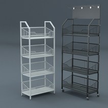 슈퍼마켓 진열대 편의점 선반 디스플레이 랙 마트 철제 수납, 흰색강화  60 x 27 x 151 풀리