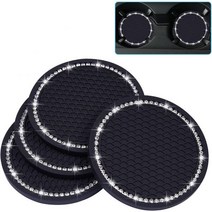 블링 카 코스터 위즈덤프로 4팩 PVC 카 컵 홀더 인서트 코스터 미끄럼 방지 범용 차량 실내 액세서리 크리스탈 글리터 컵 매트직경 2.75