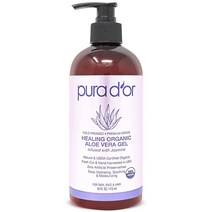 PURA DOR Organic Aloe Vera Gel Jasmine (16oz) All Natural - ZERO Artificial Preservatives Deeply Hyd