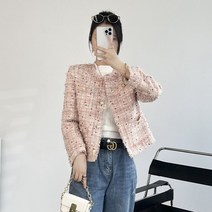 HXT 여성 트위드자켓 점퍼 코트 금장버튼 포켓 아우터 봄가을 간절기 심플 4가지 컬러