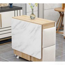 주방 이동식 테이블 부엌 식탁 홈바 보조 조리대 선반, 1.4+4스툴소프트백+모조블랙스톤