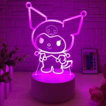 산리오 캐릭터 쿠로미 아크릴 무드등 램프 네 조명 LED등 귀여운 아이방 원룸 인테리어소품, 리모컨-16색상   스탠다드 박스