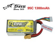 저무리 호환제품 Tattu-LiPo 배터리 팩 1S 2S 3S 4S 220 450 650 850 1300 1550 1800 mAh 45C 75C 95C XT30 XT60 플러그, 13 4S 1300mah 95C