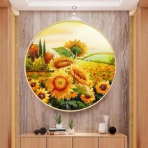 원형 보석십자수 액자세트 비즈 큐빅 구슬 자수 행운해바라기 지름50cm, 행운해바라기지름50cm, 골드