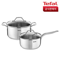 테팔 스테인리스 스틸 인튜이션 냄비 2종 세트 인덕션 IH, 편수 18cm + 양수 20cm