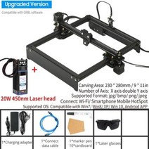 레이저각인기 레이저마킹기 CO2레이저 450nm 80w cnc 밀링 머신 레이저 조각 고정 초점 거리 오프라인 레이저 조각기 프린터 grbl 제어 조각가 레이저, 에게, 20w 레이저로