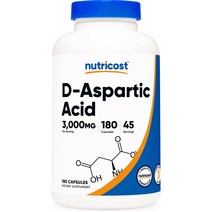 D-Aspartic Acid D아스파라긴산 아스파트산 (DAA) 3000mg 180캡슐, 1개, 기본