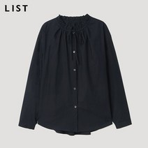 리스트 리본 프릴넥 코튼 블라우스_TWWBLL50030_DN