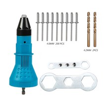 지베렐린 Electric Rivet Gun 2.4Mm-4.8Mm Rivet Nut Gun Drill Bit Adapter Cordless Riveting Tool Inser, 06 Kit 2