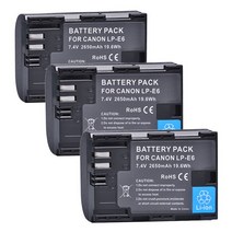 LP-E6N LP-E6 배터리 Canon EOS R7 5D Mark II III IV 5DS R 6D 7D 60D 60Da 70D 80D 90D Blackmagic 4K/6K, 3 Battery