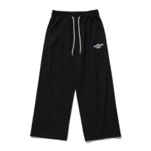 어반에이지 라운드 로고 원턱 와이드 팬츠_블랙