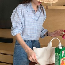[랜덤플레이] 캠퍼스룩 잔체크 파스텔 남방 셔츠
