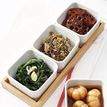 나눔접시 세트 반찬그릇 디저트접시 소스접시 나눔찬기, 정사각3구, 1세트