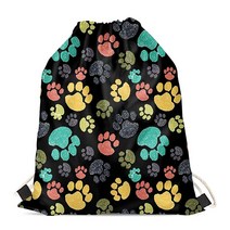 Mumeson 스포츠 스타일 캔버스 드로스트링 백팩 축구 패턴 유니 체육관 색팩 I Love French Bulldog.