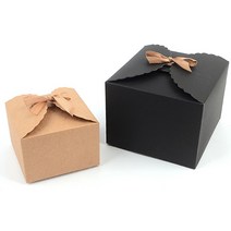 크라프트 선물상자 구움과자 소/대형 쿠키박스 디저트 끈, 색상/사이즈, 블랙-대