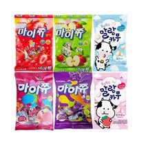 소프트캔디 모음 마이쮸 네가지맛 (92g) + 말랑카우 두가지맛 (79g), 마이쮸 딸기 2개 + 말랑카우 딸기 2개 x 1세트
