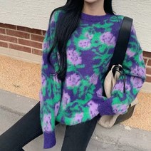 오버핏니트 꽃무늬니트 여성니트티 2col ntrs2317