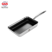 독일 GGS 부스트헥사곤 스테인레스 튼튼한 코팅 고급 사각프라이팬 소형 (14cm*21cm*4.5cm) 계란말이팬 캠핑요리 IH스텐