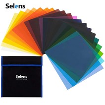 Selens 20pcs 컬러 조명 젤 필터 25x25cm 투명 보정 라이트 시트 필름 키트 사진 스튜디오 가방, CHINA