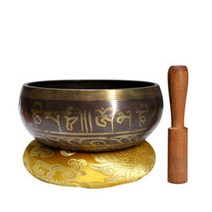 불교 용품 명상 도구 싱잉 볼 벨 세트 스틱 굿즈 무속 스트레스 완화 handmade buddha sound Bowl therapy zen 요가 노래 그릇 nepal tibet, 14.5cm, 2