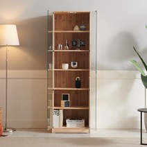 해브퍼니처 캐빈 삼나무 장식장(소) 오픈형 강화유리 도어 선반장 책장, 네추럴