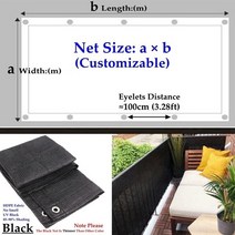 햇빛 가리 야외 블랙 자외선 차단 DHPE 차양 그물 홈 발코니 스크린 정원 울타리 메쉬 패브릭 퍼걸라 캐노피, [37] 3m x 3m, [01] 100cm Eyelet Space