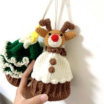 코바늘 크리스마스 트리 가방 핸드메이드 퀼트백 diy 털실 소재 가방 크로스백 여성 엘크 크리스마스 선물
