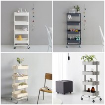 마켓비 트롤리 이동식 카트 4단 미용 주방 웨건 ROMBY, 우주그레이