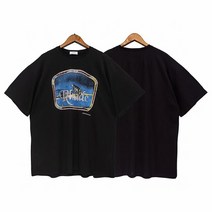 말 그림 돈나무 액자 Rhude 블랙 반팔 티셔츠 High Street Retro Horse California View 프린트 로고, 11 Picture 11_04 XL
