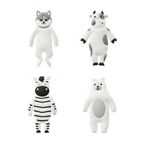 서후네 2+2 흡착식 재사용 가능 귀여운 동물원 인테리어 후크, 4개, 곰