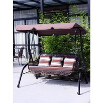 그네 스윙 의자 정원 마당 전원주택 야외 가족 흔들, 커피색  차양그네 프리쿠션 별빛 꽃덩굴