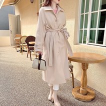 [적극추천/겨울신상] 마인 카라넥 오버핏 스트랩 울 벨트 롱코트 4color