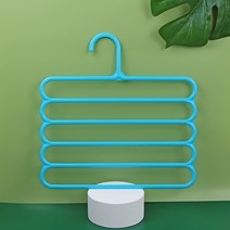 1PCS 옷장 주최자 옷걸이 바지에 대 한 5 레이어 플라스틱 옷걸이 홈 용품 옷장 저장소 주최자 옷 랙 옷걸이, blue
