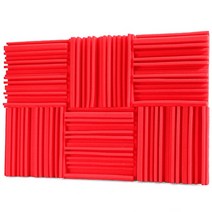 흡음재 방음벽 방음재 25x25x5cm 스튜디오 어쿠스틱 폼 패널 사운드 불규칙 방음 스폰지 패드 흡수 KTV 룸 벽 12 개, [05] red, [01] 12pcs