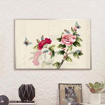 [바보사랑] 행운의동양화꽃과나비_중형메탈액자, 프레임/타입:실버/3타입