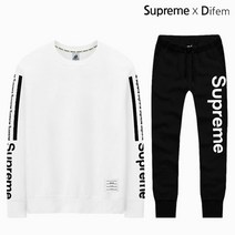 슈프림 정품 기모 오버핏 맨투맨 슈프림더블라인+조거팬츠 렝스 트레이닝복 상하의 세트