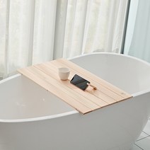 [우드플러스] 편백나무 욕조트레이 고급형(폭80cmX길이45cm), 원목색, 1개