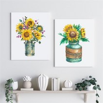 셀러허브 감성 수채화 해바라기 그림 액자 No11 20 캔버스 3호, 20번／3호19x27cm(캔버스액자옆면흰색)