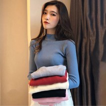 은창)골지 라운드 넥 컬러풀 니트 티셔츠 여성 티