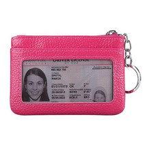 여성용 천연 가죽 키체인 지퍼 교체 지갑 작은 미니 포켓 사이즈 동전 지갑 네이비, Rose