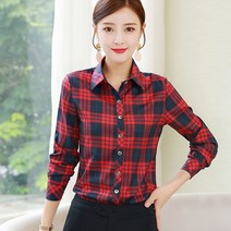 뉴타임즈 여자 긴팔 체크 셔츠 M119Z
