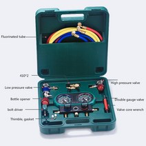 HONGSEN MVS 디지털 냉매 매니 폴드 게이지 공기 상태 냉동 R12 R22 R404A R134A 용 호스와 후크가있는
