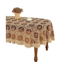 Simhomsen 커피 테이블용 소형 빈티지 버건디 레이스 식탁보 라운드 91.4cm(36인치), 60*120 Inch Oval
